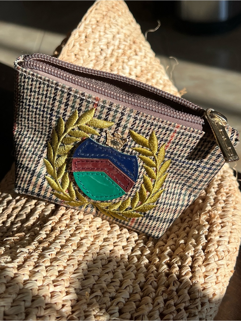 Polo Vintage Embroidered Crest Coin Purse Zip Pouch
